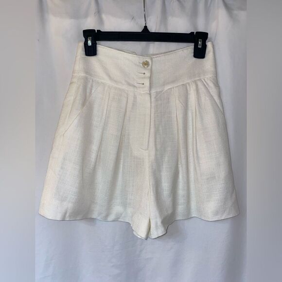 NWT Veronica Beard Alicia High-Rise Shorts Off White Sz 0 retail $ 348.00 - Picture 5 of 12